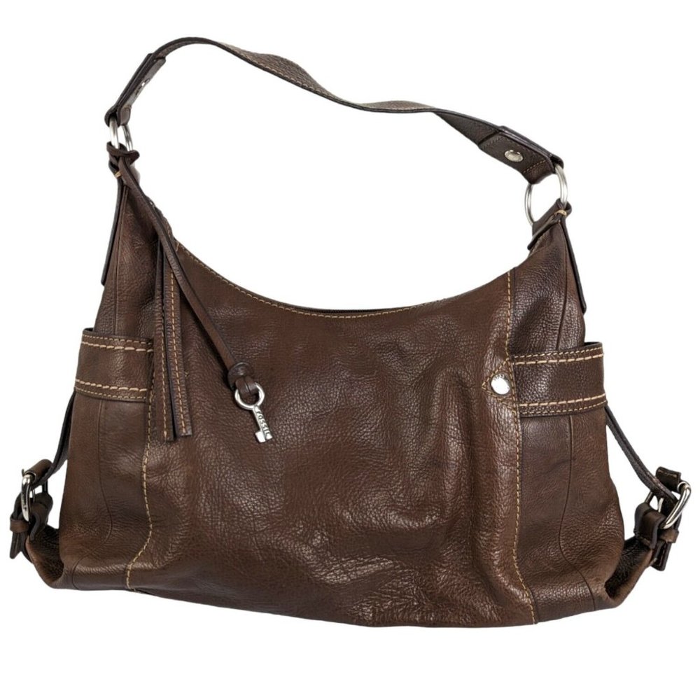 Fossil Castille Brown Leather Hobo Bag Medium